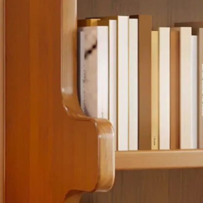 Modern Ladder Brown Wood Bookcase for Office Storage Image - 14