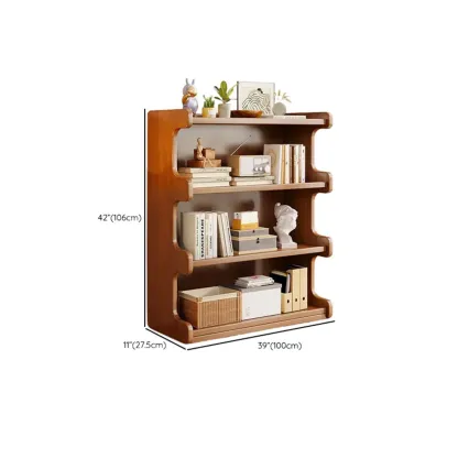 Modern Ladder Brown Wood Bookcase for Office Storage #size
