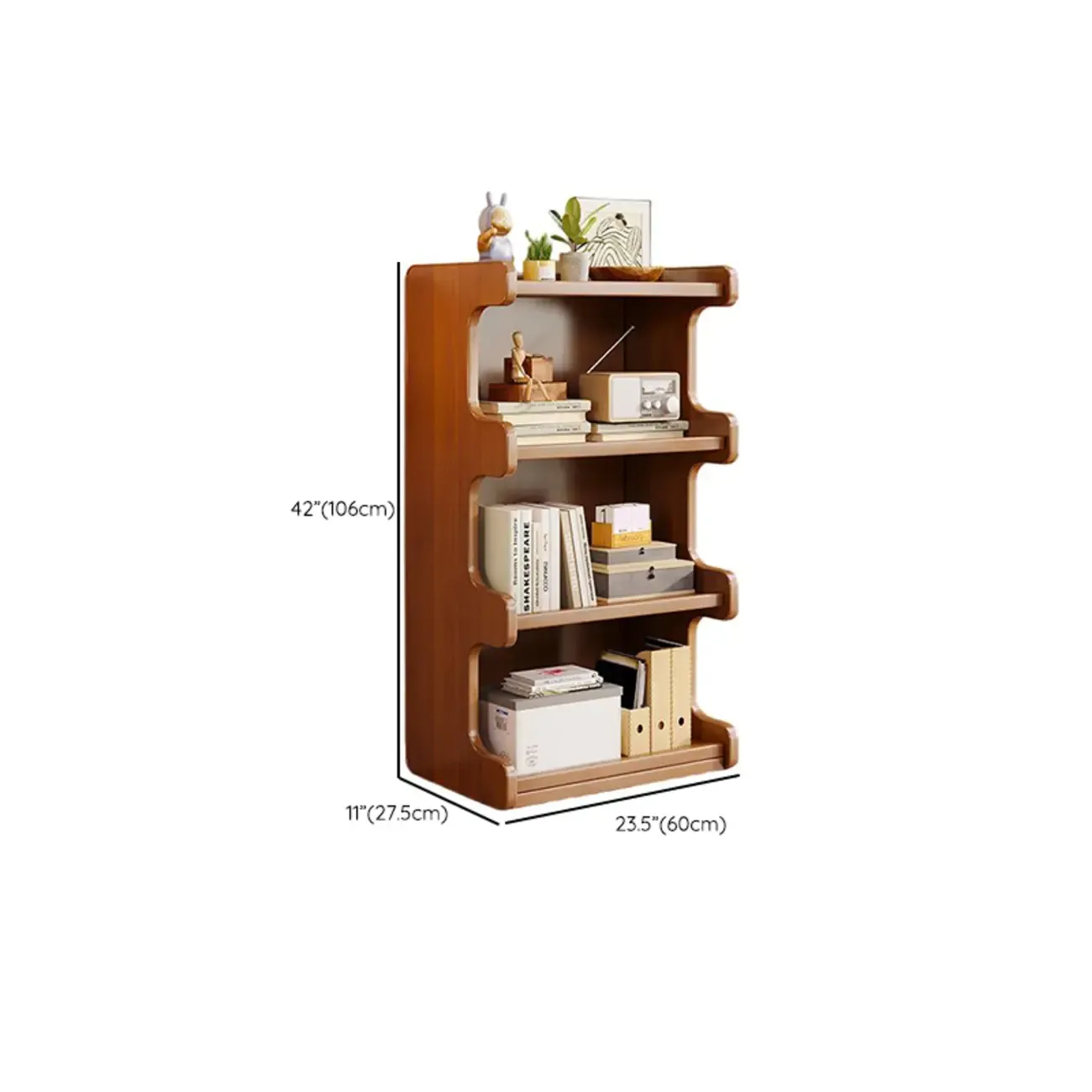 Modern Ladder Brown Wood Bookcase for Office Storage Image - 19