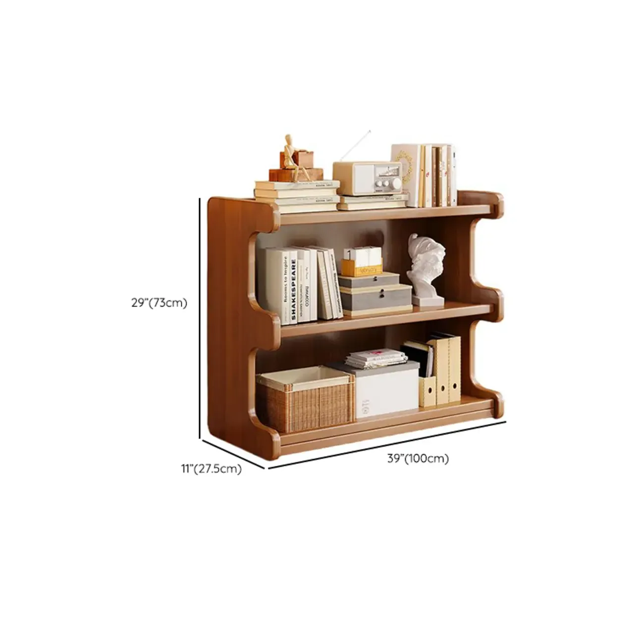 Modern Ladder Brown Wood Bookcase for Office Storage Image - 20