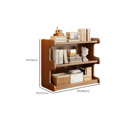 Modern Ladder Brown Wood Bookcase for Office Storage Image - 20
