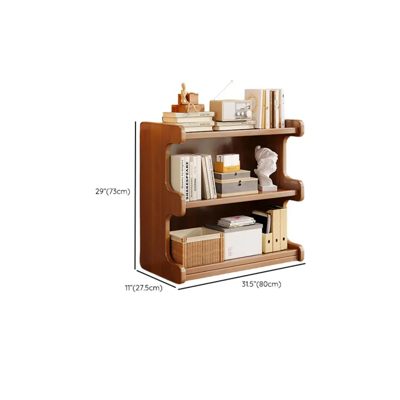 Modern Ladder Brown Wood Bookcase for Office Storage Image - 21