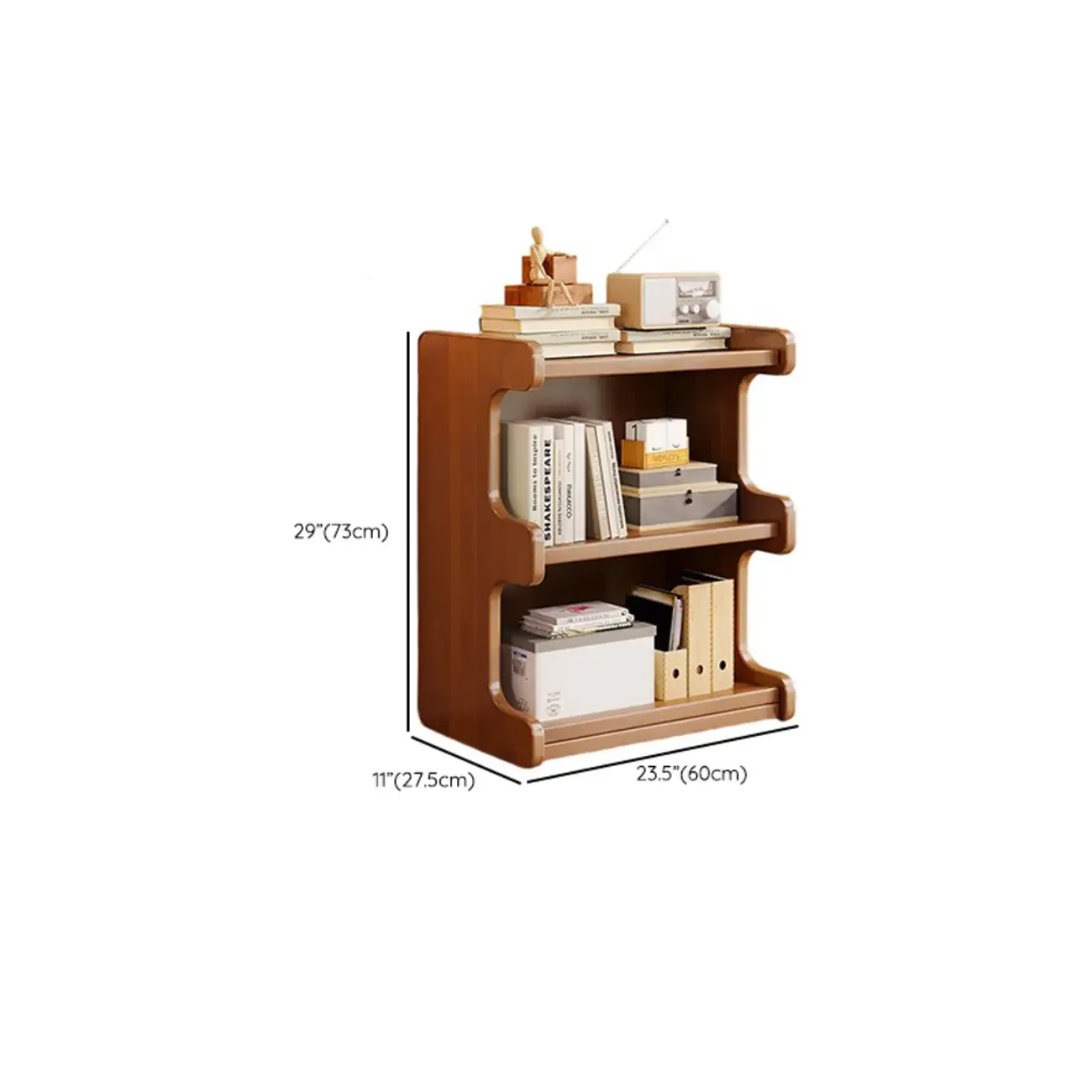 Modern Ladder Brown Wood Bookcase for Office Storage Image - 22