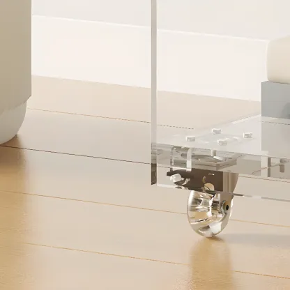 Modern Clear Lucite Open Back Etagere Bookcase with Wheels Image - 6