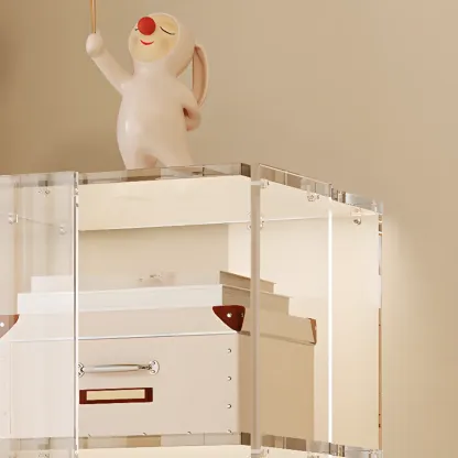 Modern Clear Lucite Open Back Etagere Bookcase with Wheels Image - 8