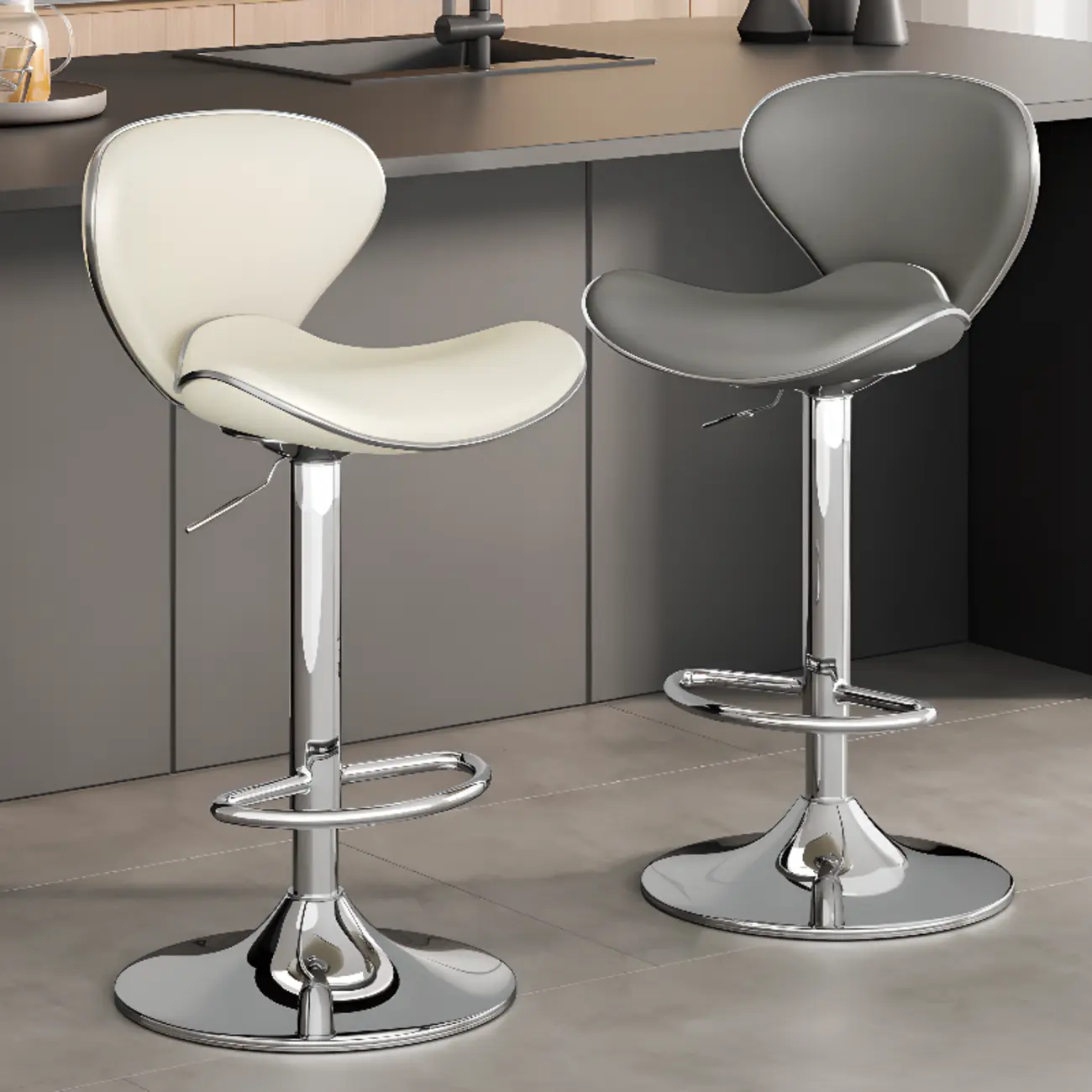 Modern Swivel Leather Adjustable Bar Stools Image - 1 | homeyfad