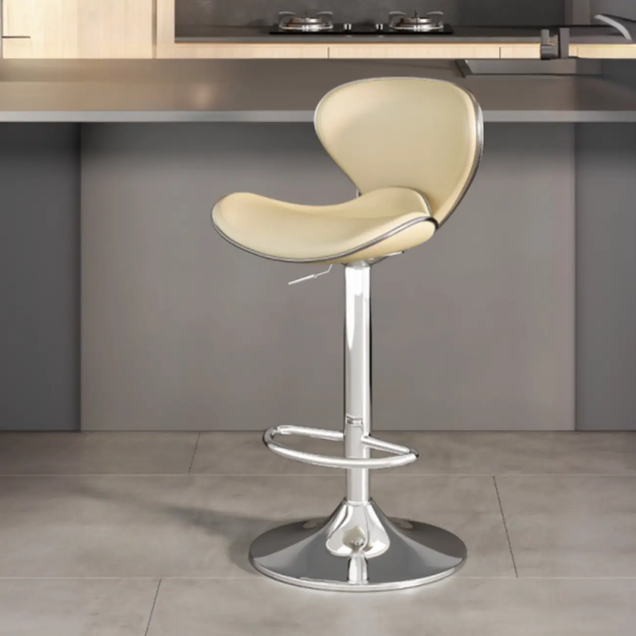 Modern Swivel Leather Adjustable Bar Stools Image - 2 | homeyfad