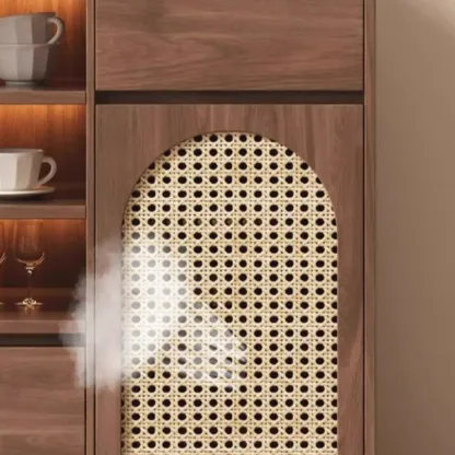 Medium Wood Rattan Kitchen Storage Cabinet in Natural Finish Image - 8