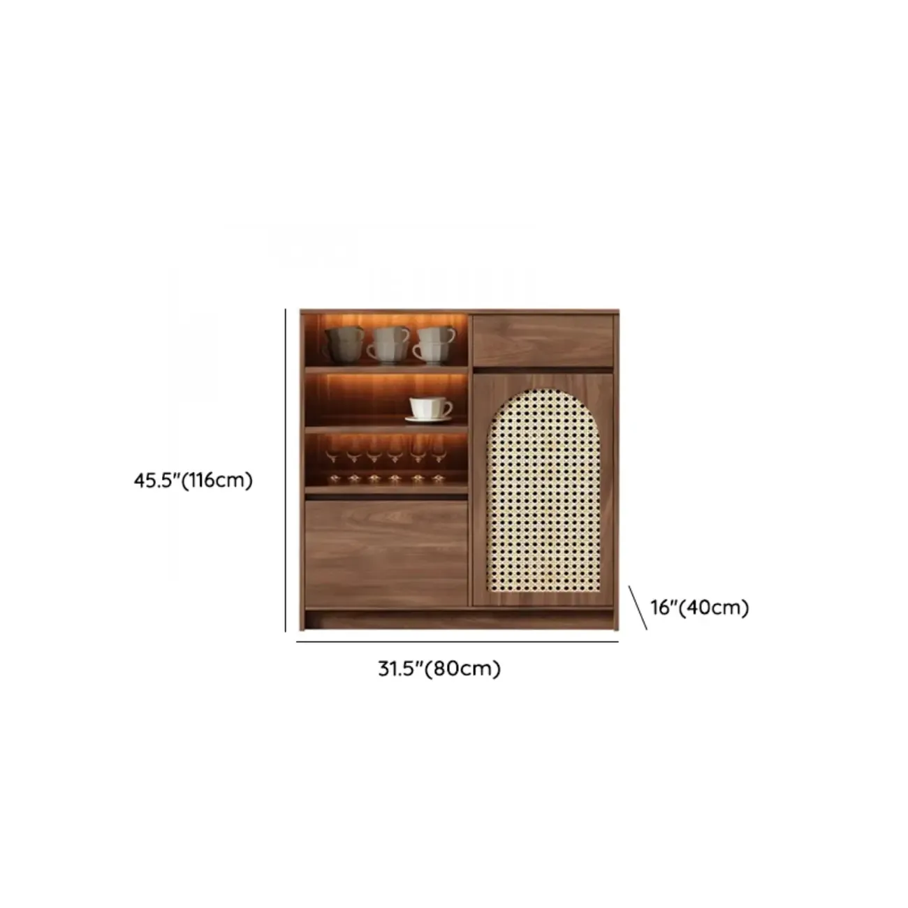 Medium Wood Rattan Kitchen Storage Cabinet in Natural Finish Image - 14
