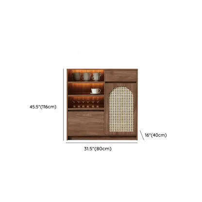 Medium Wood Rattan Kitchen Storage Cabinet in Natural Finish Image - 14