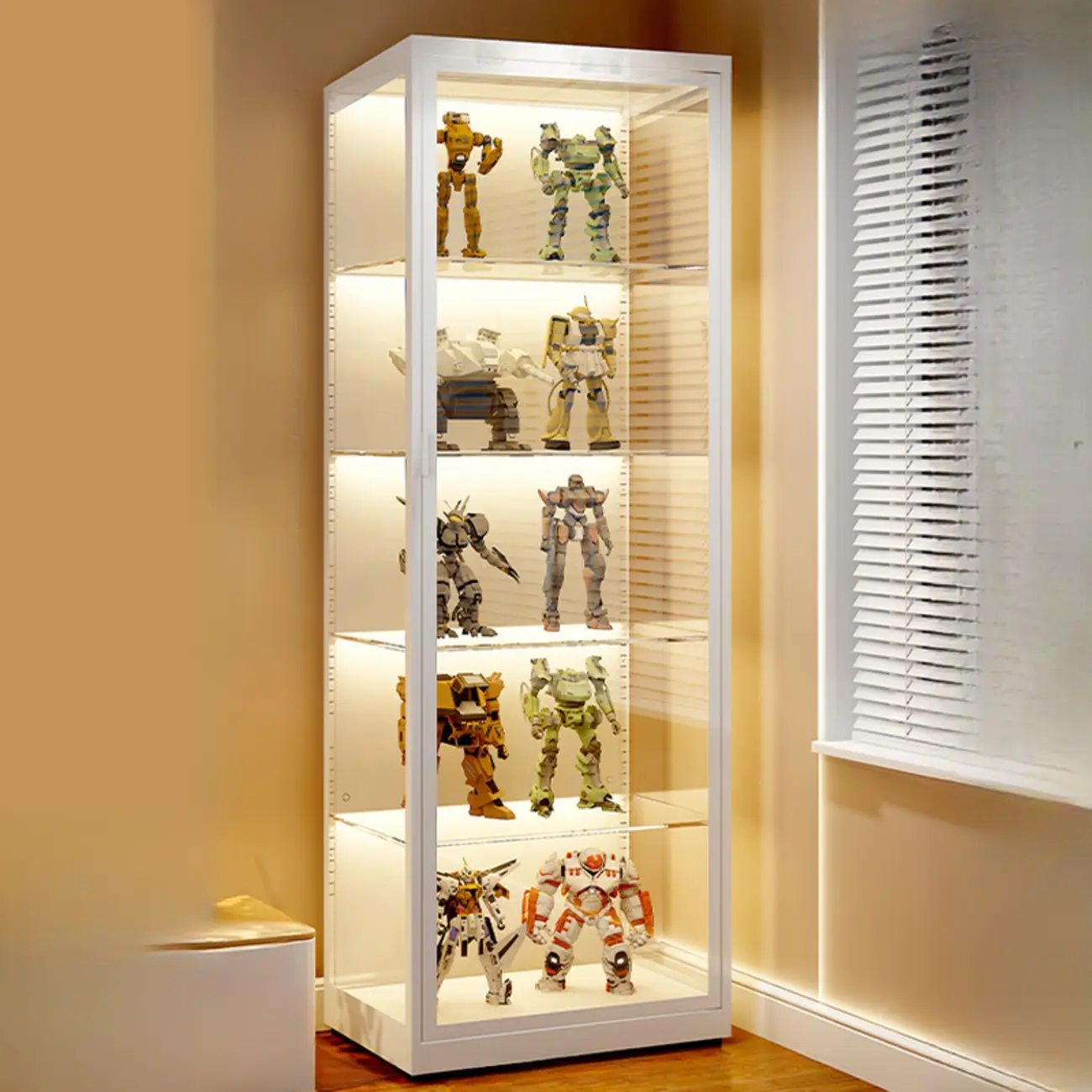 Freestanding Modern Metal Glass LED Lighted Curio Cabinet Image - 4 | homeyfad