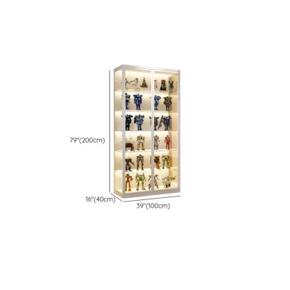 Freestanding Modern Metal Glass LED Lighted Curio Cabinet Image - 12
