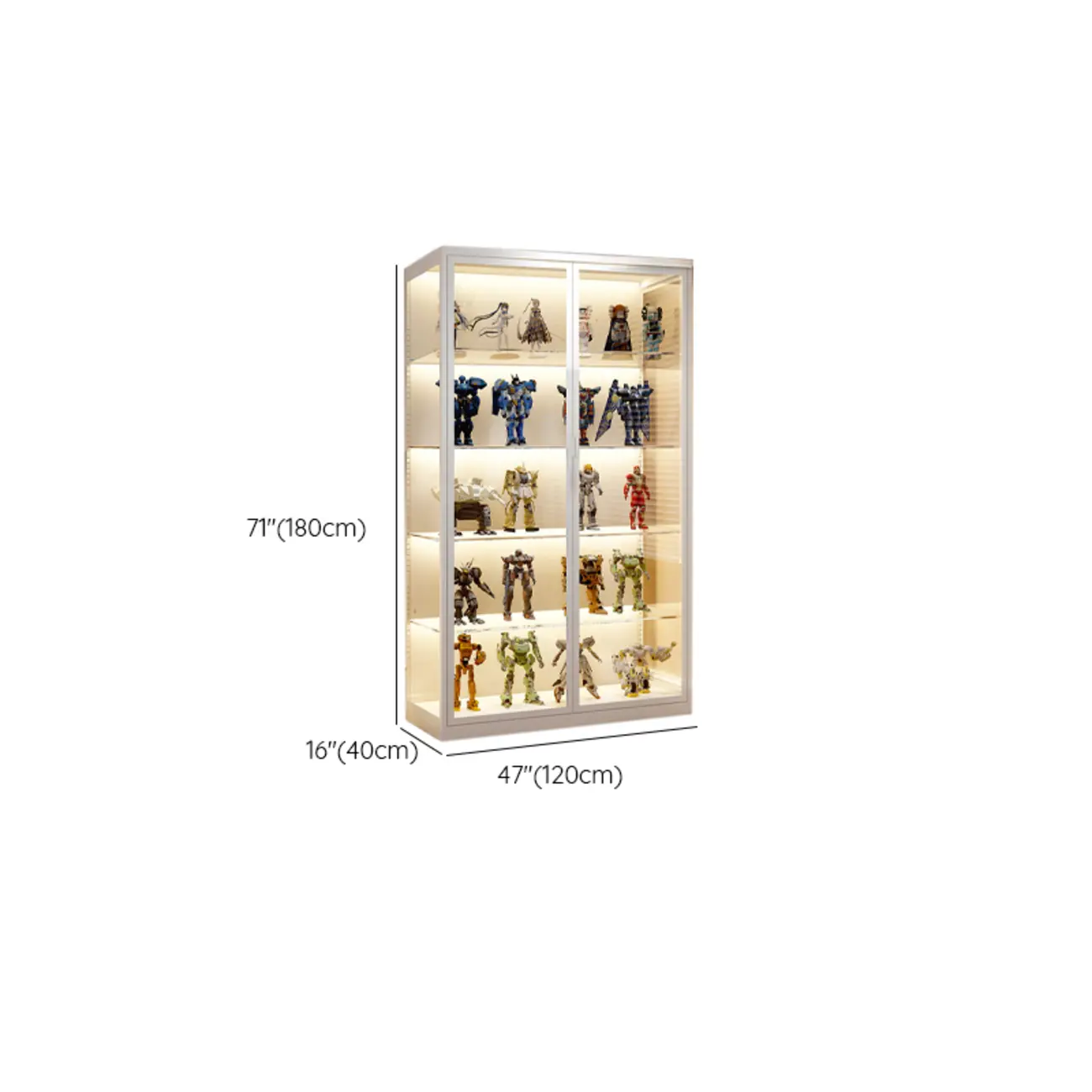 Freestanding Modern Metal Glass LED Lighted Curio Cabinet Image - 13 | homeyfad