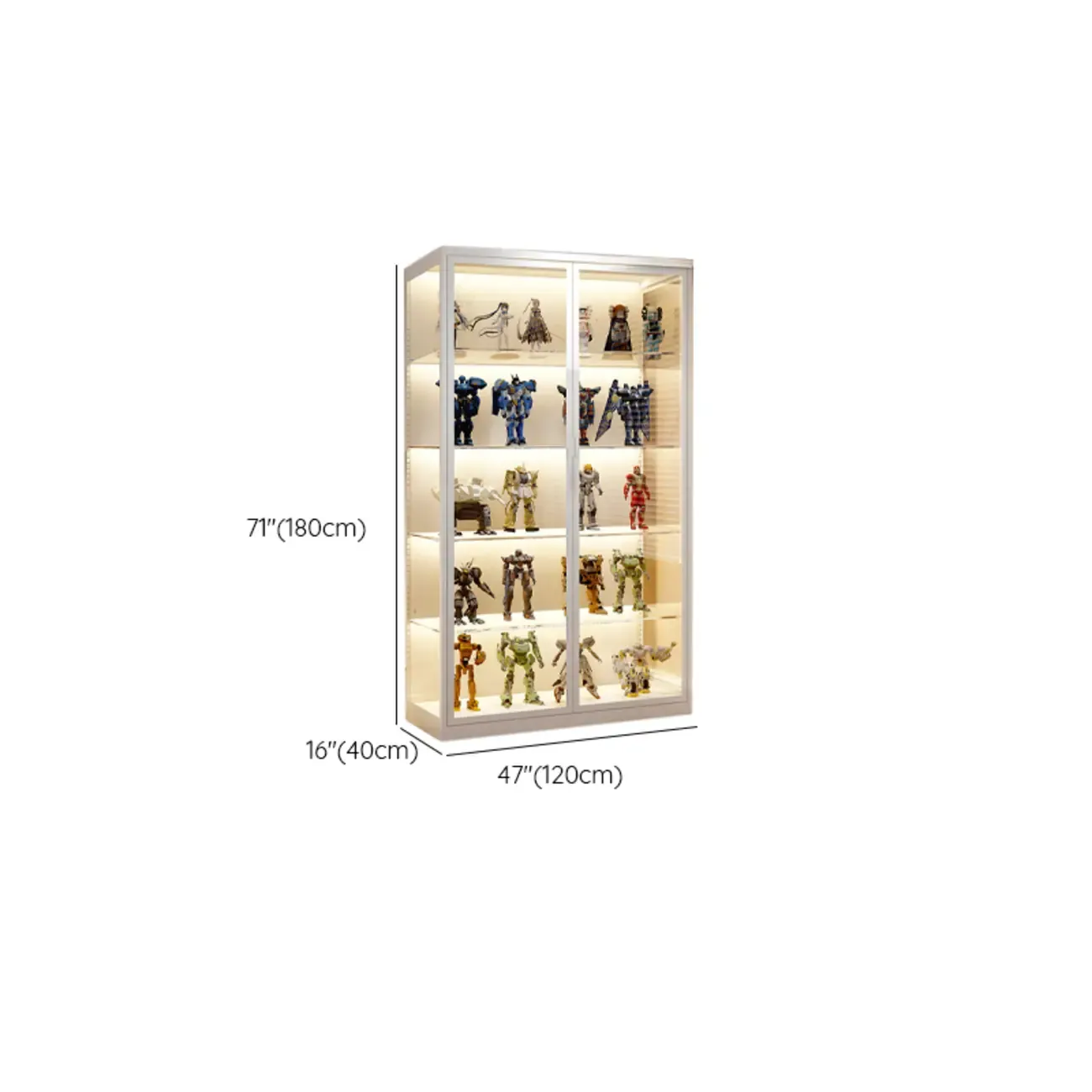 Freestanding Modern Metal Glass LED Lighted Curio Cabinet Image - 13