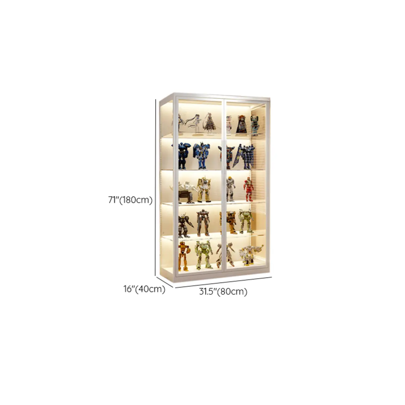 Freestanding Modern Metal Glass LED Lighted Curio Cabinet Image - 17 | homeyfad