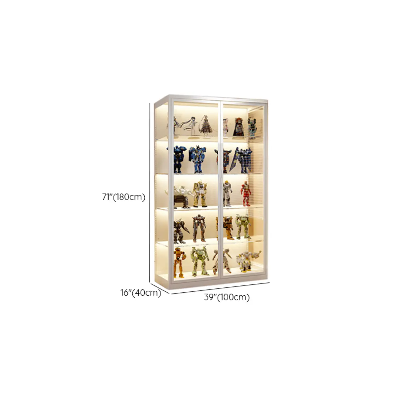 Freestanding Modern Metal Glass LED Lighted Curio Cabinet Image - 21 | homeyfad