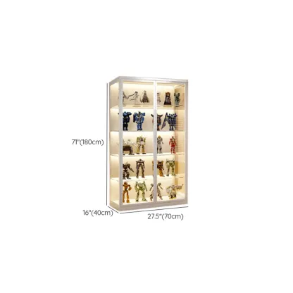 Freestanding Modern Metal Glass LED Lighted Curio Cabinet Image - 22