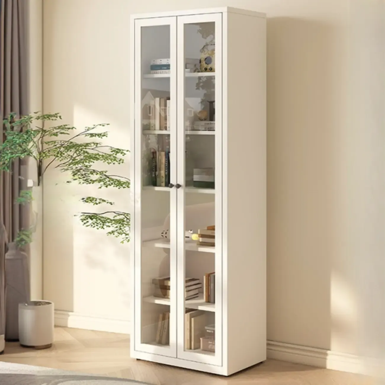 Tall 6-Layer Display Cabinet with Glass Doors Image - 2