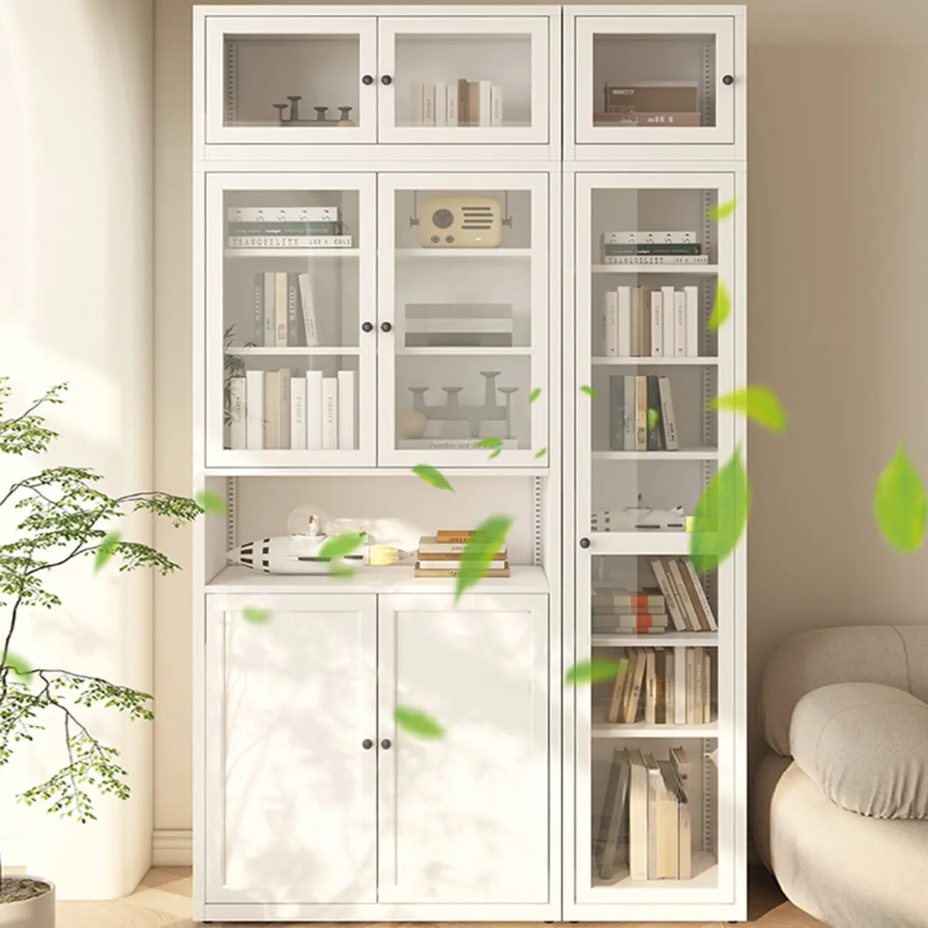 Tall 6-Layer Display Cabinet with Glass Doors Image - 3 | homeyfad