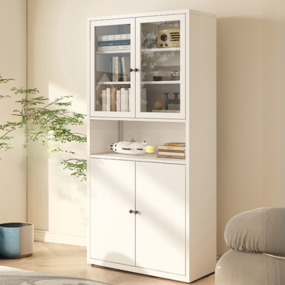 Tall 6-Layer Display Cabinet with Glass Doors