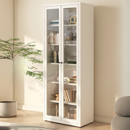 Tall 6-Layer Display Cabinet with Glass Doors