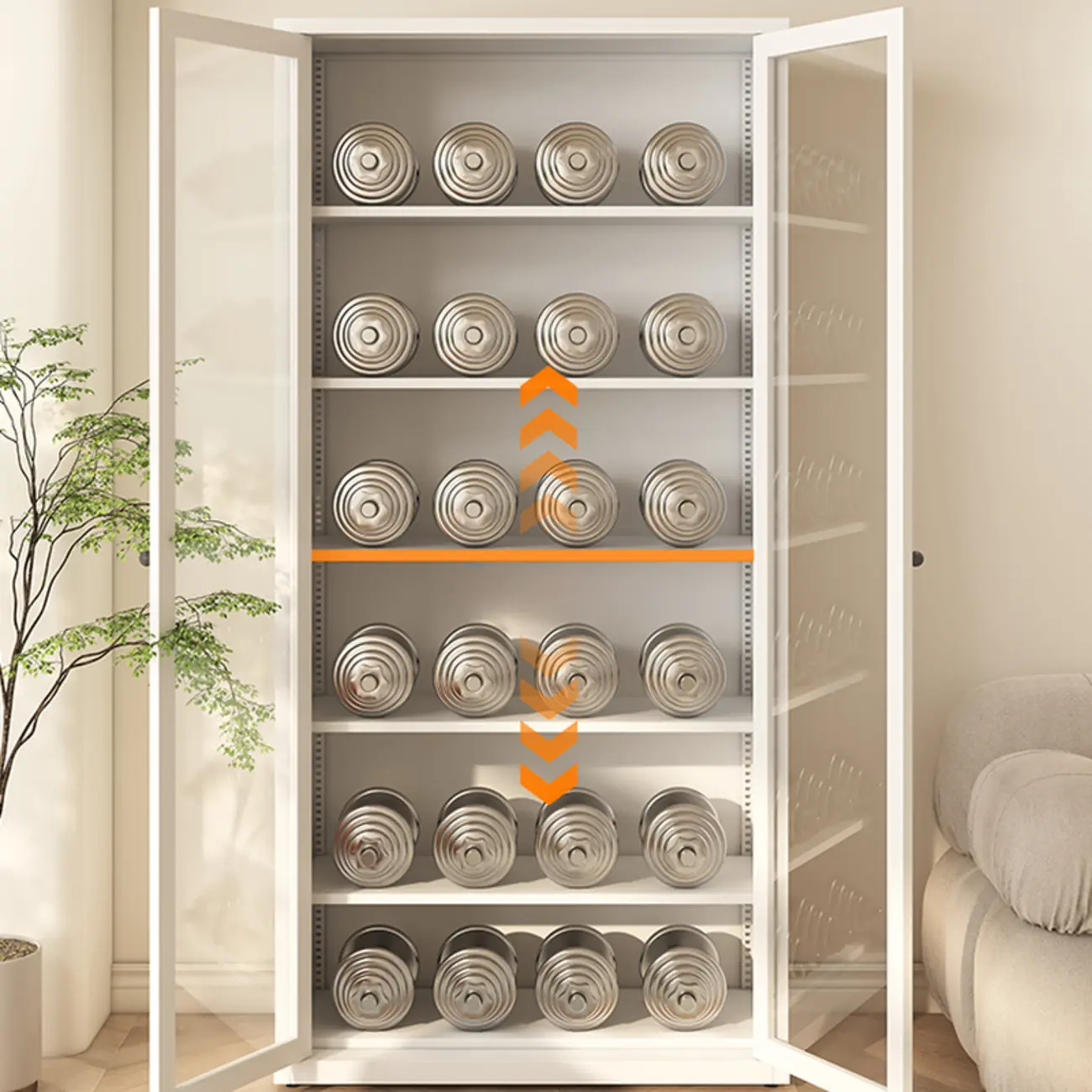 Tall 6-Layer Display Cabinet with Glass Doors Image - 6 | homeyfad