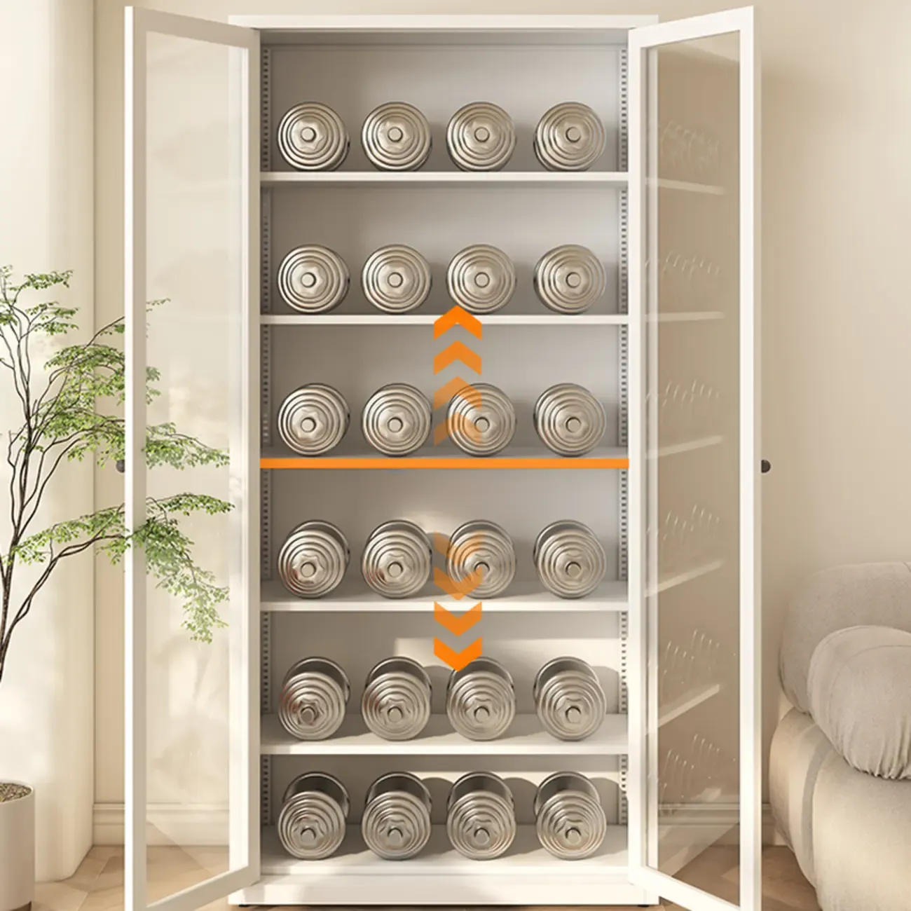 Tall 6-Layer Display Cabinet with Glass Doors Image - 6