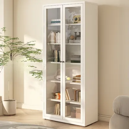 Tall 6-Layer Display Cabinet with Glass Doors