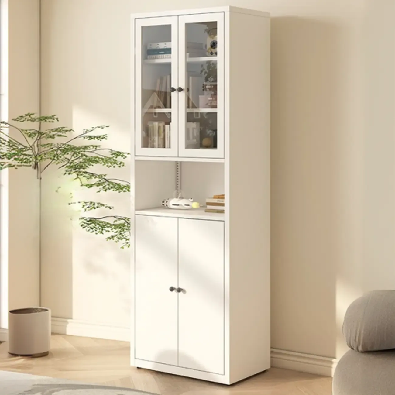 Tall 6-Layer Display Cabinet with Glass Doors Image - 13