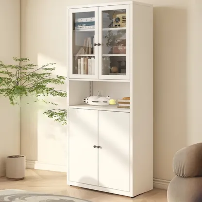 Tall 6-Layer Display Cabinet with Glass Doors