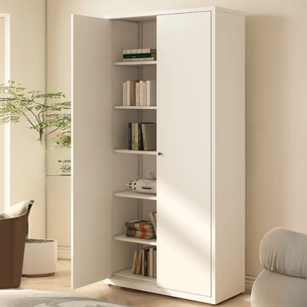 Tall 6-Layer Display Cabinet with Glass Doors Image - 17 | homeyfad