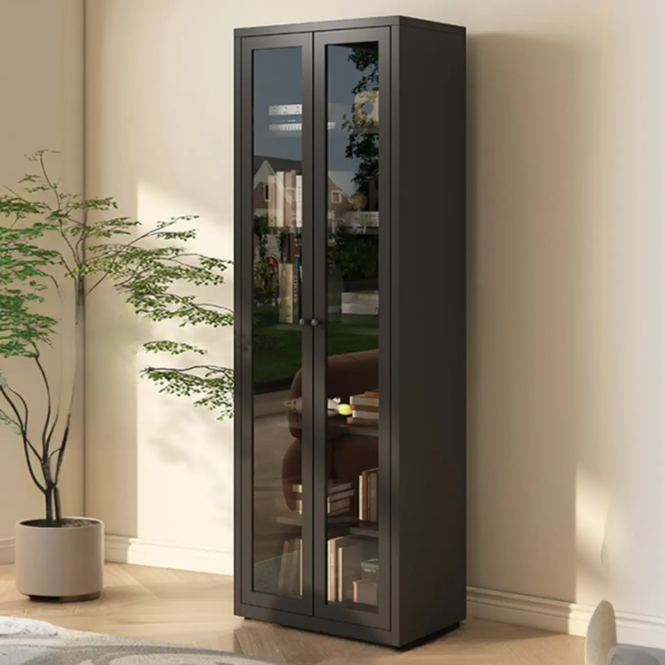 Tall 6-Layer Display Cabinet with Glass Doors Image - 18 | homeyfad