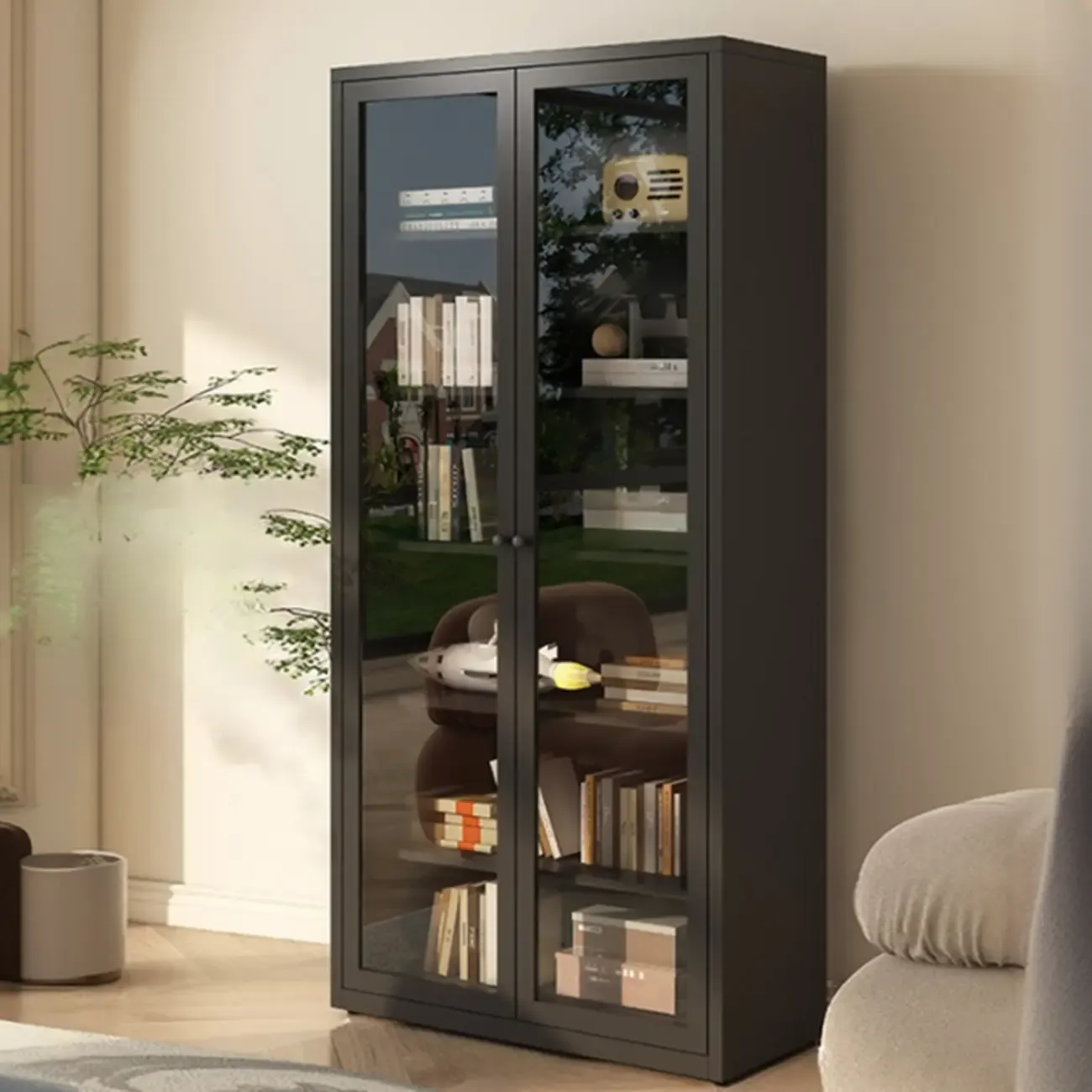 Tall 6-Layer Display Cabinet with Glass Doors Image - 19