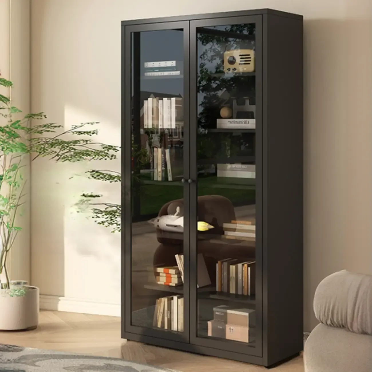 Tall 6-Layer Display Cabinet with Glass Doors Image - 20