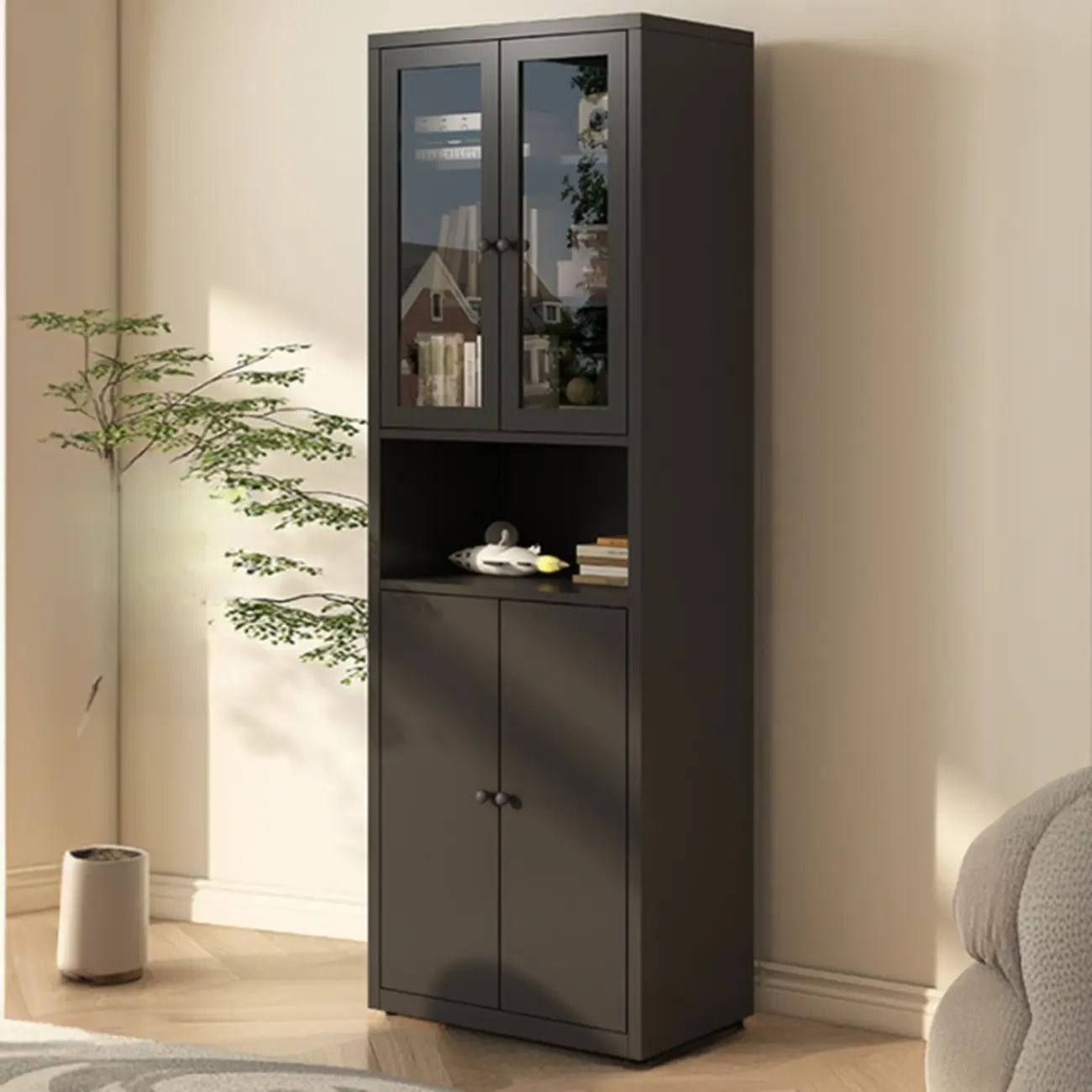 Tall 6-Layer Display Cabinet with Glass Doors Image - 21 | homeyfad