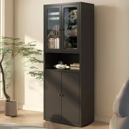 Tall 6-Layer Display Cabinet with Glass Doors Image - 22