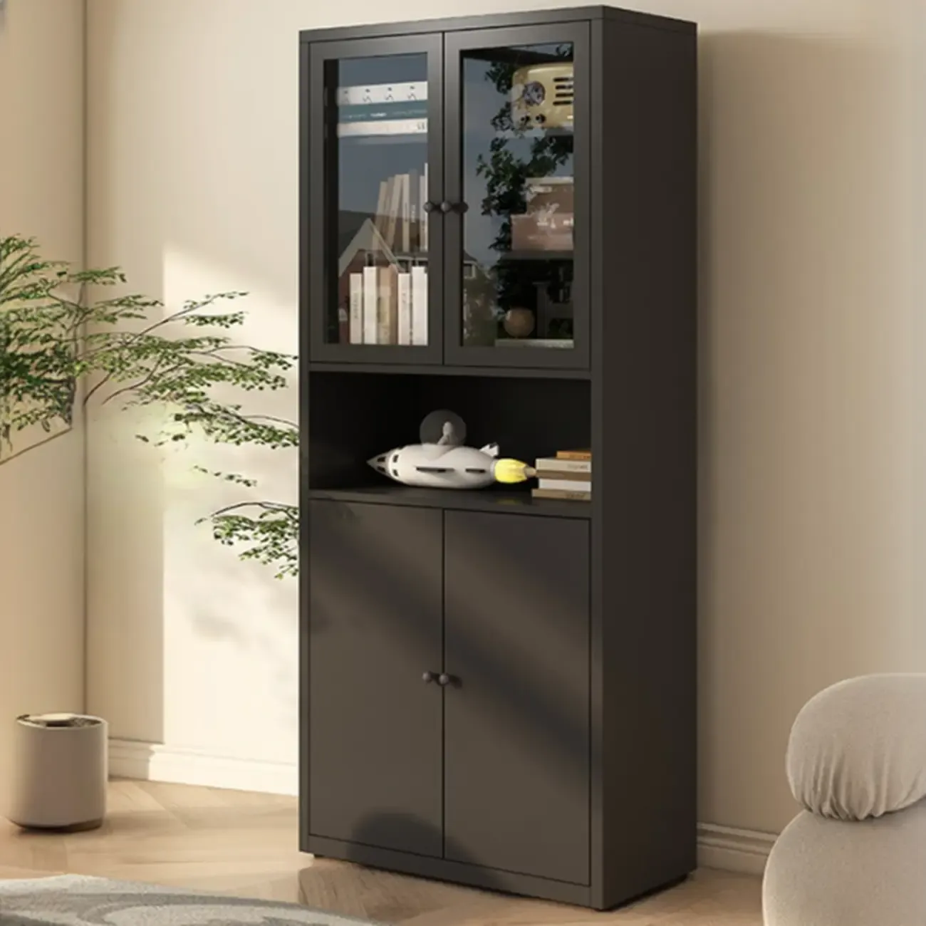 Tall 6-Layer Display Cabinet with Glass Doors Image - 23