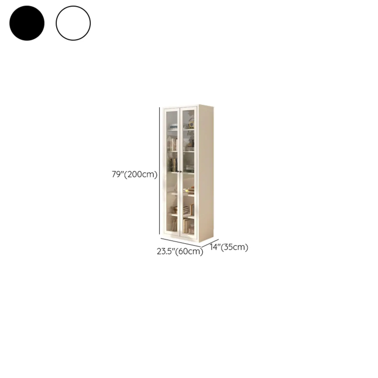Tall 6-Layer Display Cabinet with Glass Doors #size | homeyfad