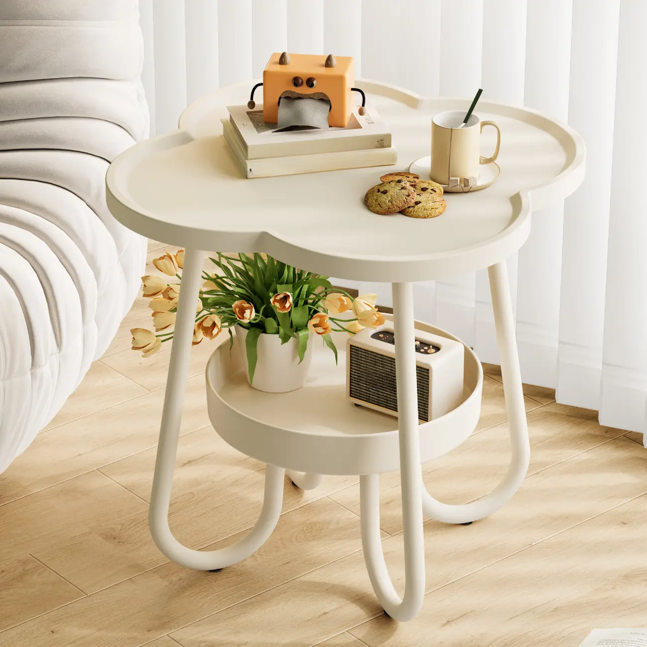 Art Deco Modern Flower Shaped Acrylic Metal End Table Image - 1 | homeyfad