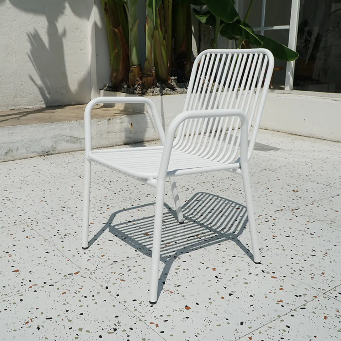 Minimalist White Aluminum Outdoor Dining Chairs Image - 2 | homeyfad