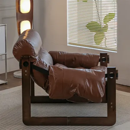 Modern Cat-Resistant Leather High Back Arm Accent Chair Image - 4