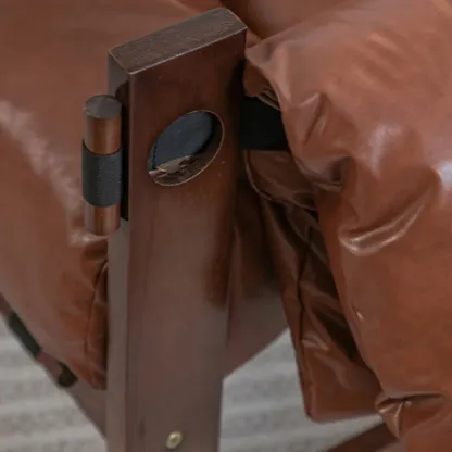 Modern Cat-Resistant Leather High Back Arm Accent Chair Image - 8