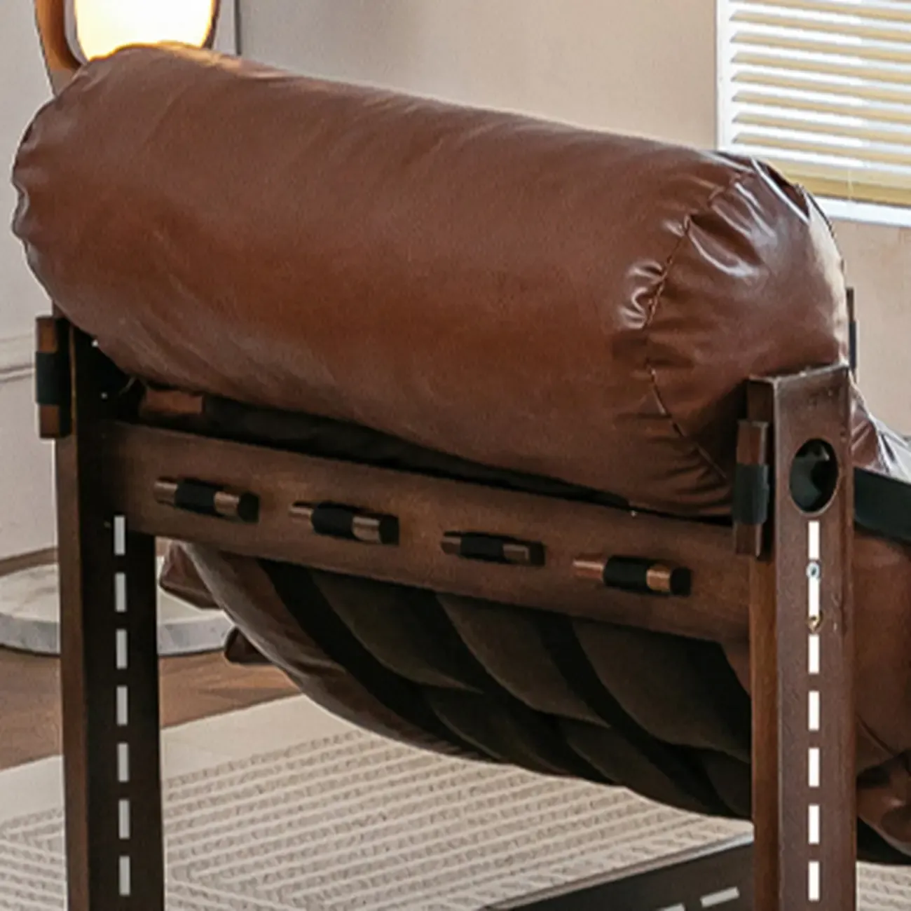 Modern Cat-Resistant Leather High Back Arm Accent Chair Image - 9