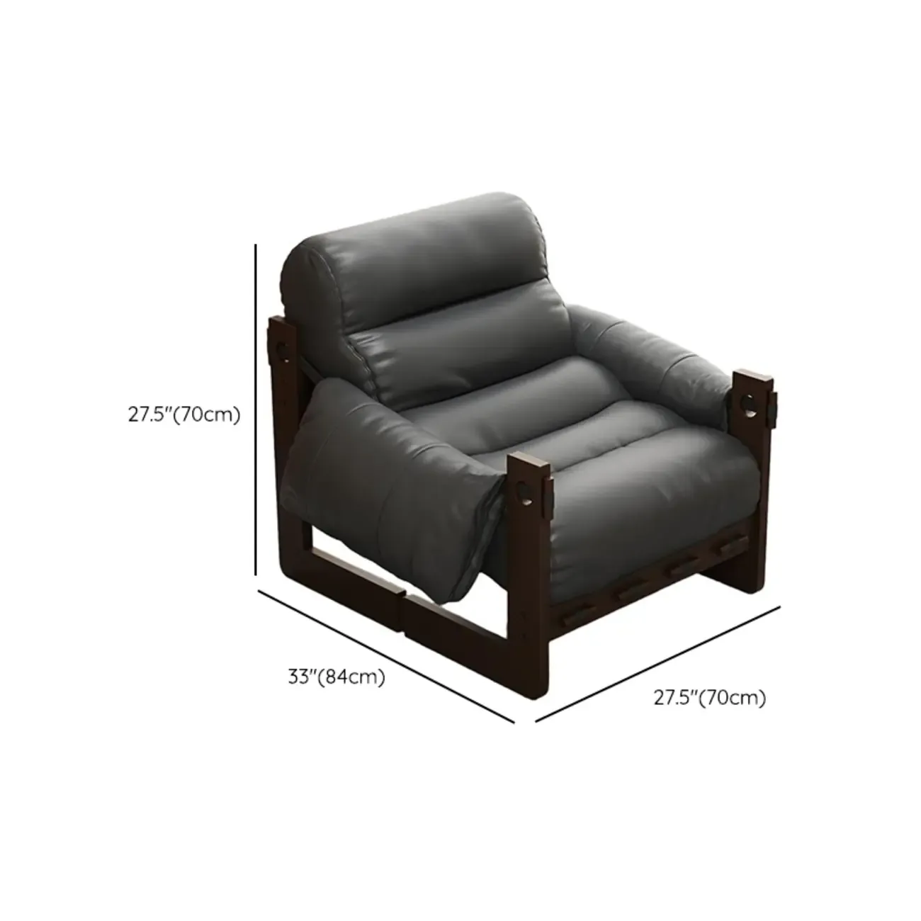 Modern Cat-Resistant Leather High Back Arm Accent Chair Image - 11