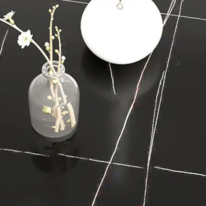 Black Oval 3-Tier Wood Storage Side Table with Metal Legs Image - 4