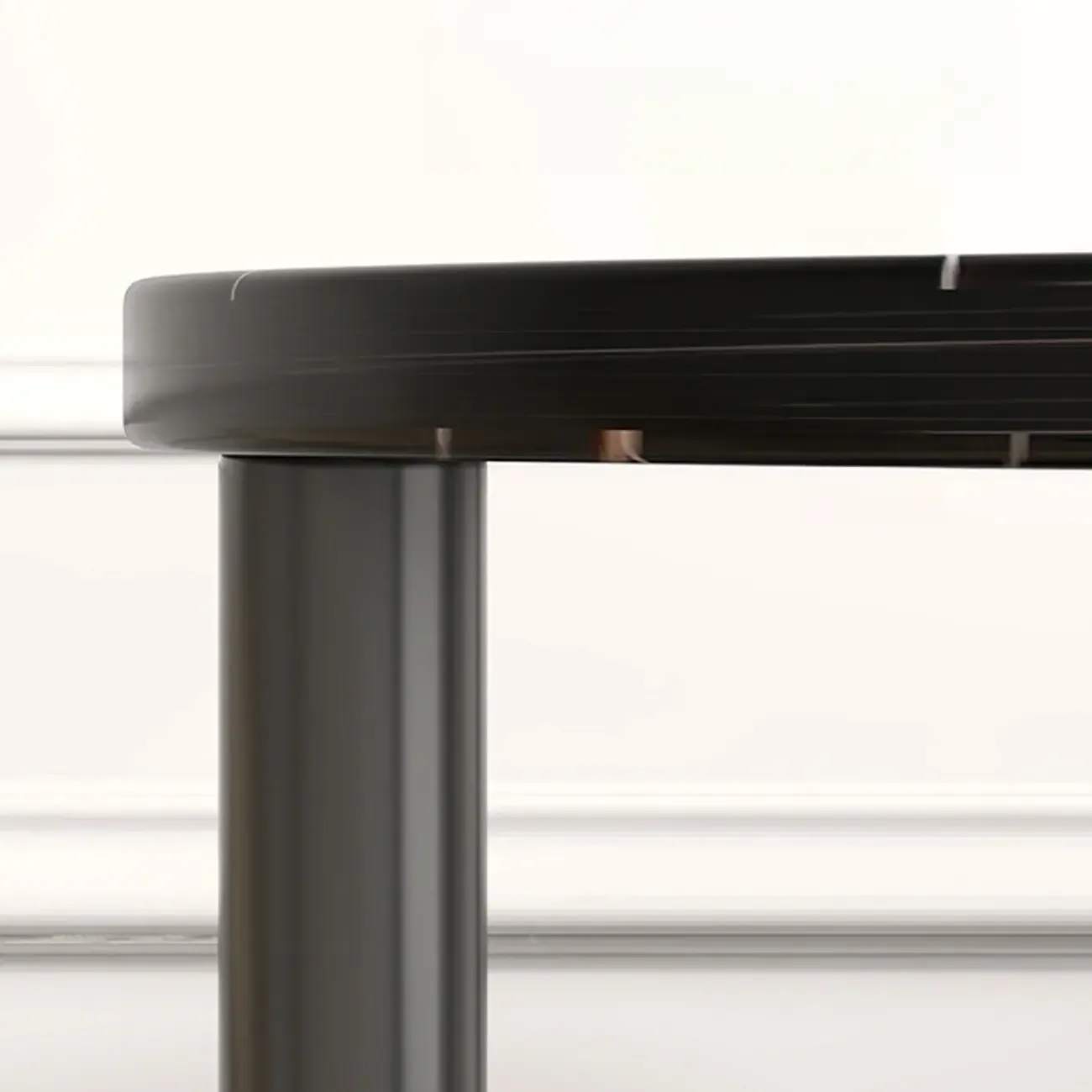 Black Oval 3-Tier Wood Storage Side Table with Metal Legs Image - 8