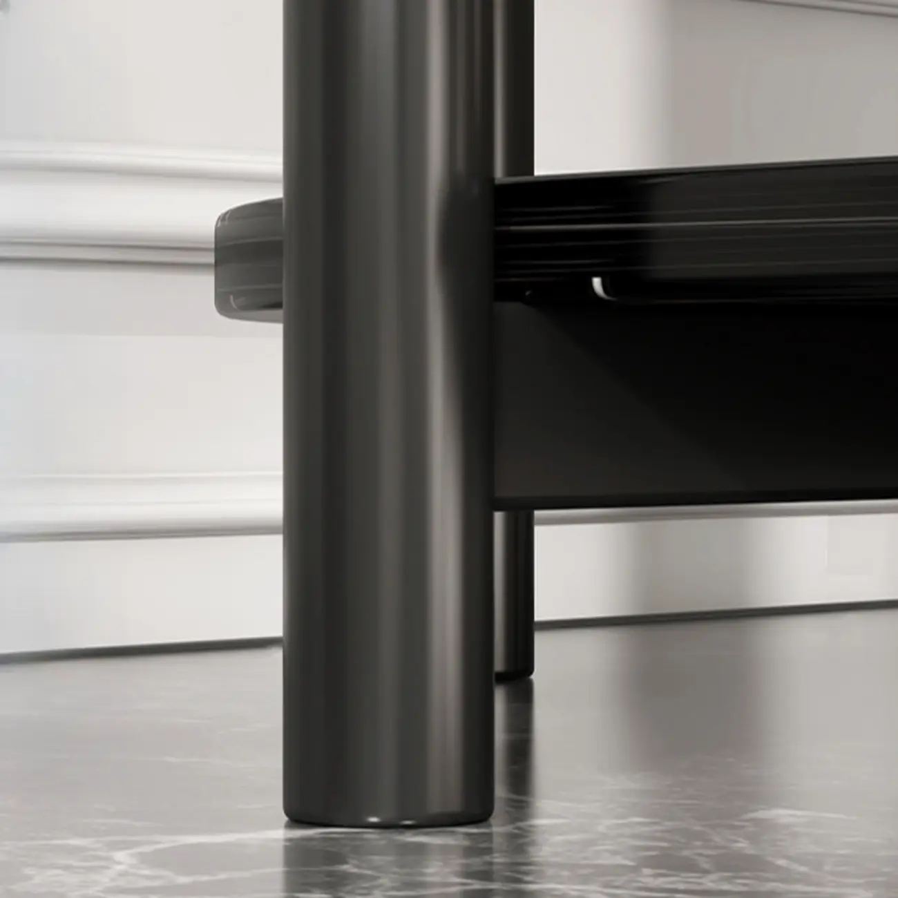 Black Oval 3-Tier Wood Storage Side Table with Metal Legs Image - 10 | homeyfad