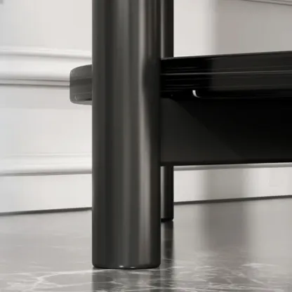 Black Oval 3-Tier Wood Storage Side Table with Metal Legs Image - 10