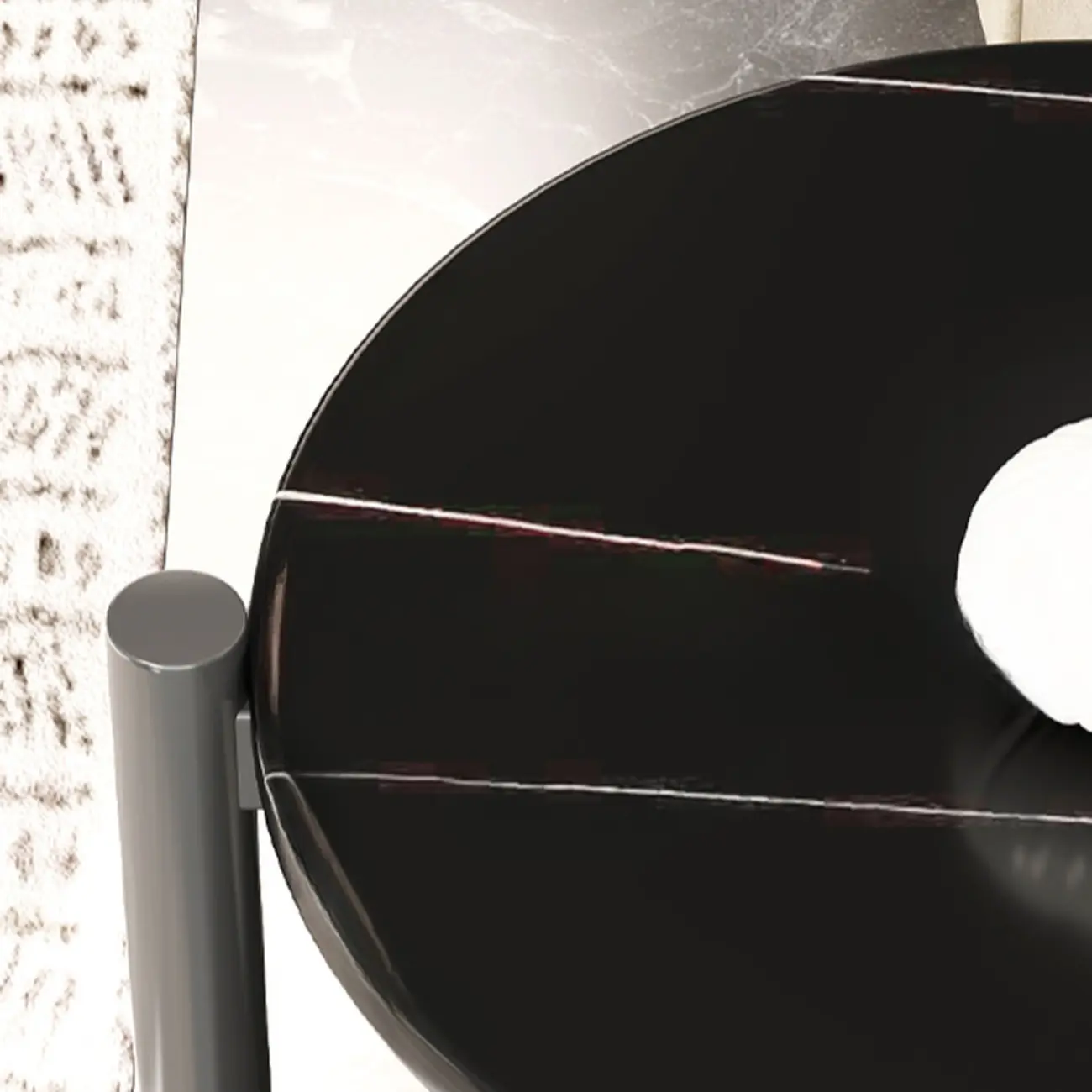 Black Oval 3-Tier Wood Storage Side Table with Metal Legs Image - 11 | homeyfad