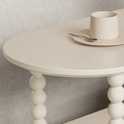 Black Oval Wooen 2-Tier Storage Rolling Side Table Image - 6